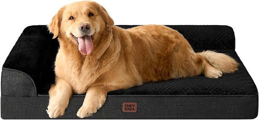 EHEYCIGA Extra Large Dog Bed Othorpedic, Memory Foam XL Dog Bed with Washable Removable Cover, Waterproof Pet Sofa Couch XLarge Size Dogs with Nonskid Bottom, 44x32x6.5, Black | Washable Removable Cover, Waterproof Flat Pet Sofa Couch with Nonskid Bott...
