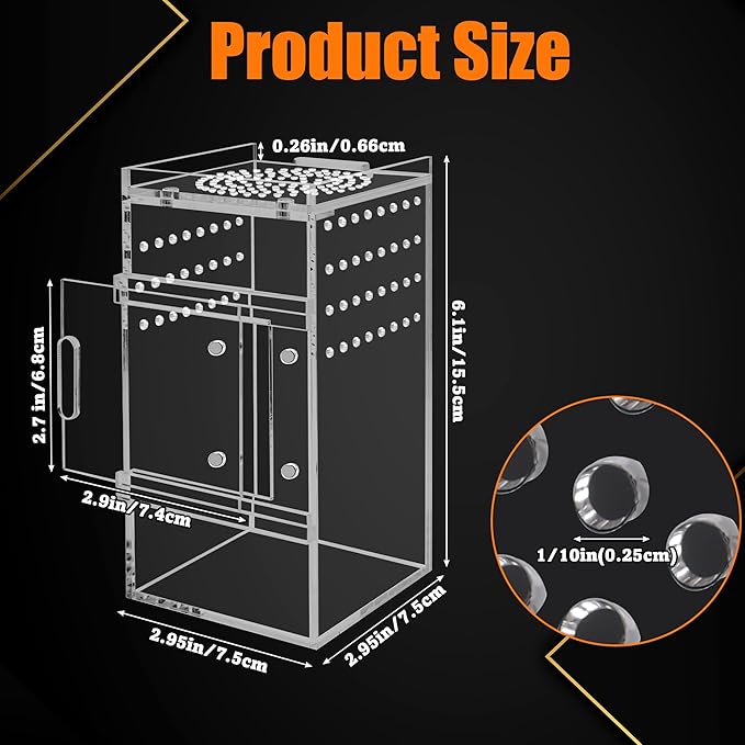 Acrylic Jumping Spider Enclosure Tarantula Enclosure, Full Transparency Spider Enclosure Spider Terrarium Jumping Spider Habitat, Insect Terrarium Bug Enclosure, Arboreal Tarantula Enclosure