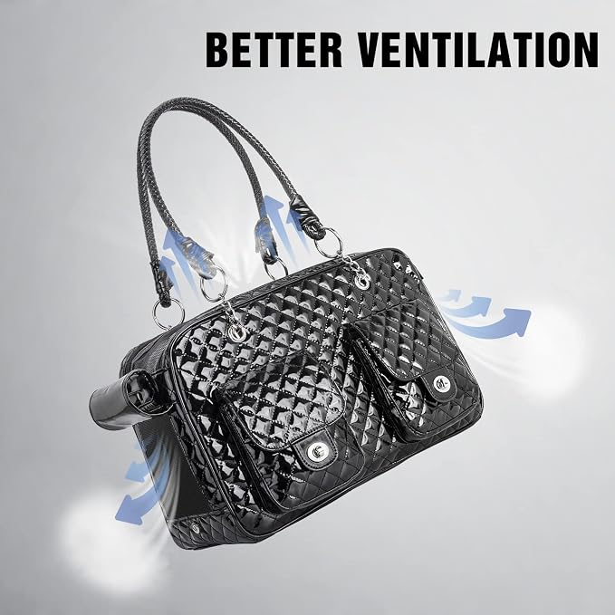 Fashion Pet Carrier Dogs Cat Small Animals Purse Bag, Leather Pet Carriers Dog Puppy Kitten Tote Travel Handbag TSA Airline-Approved