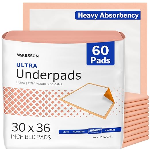 McKesson Underpads Bed Pads, Heavy Absorbency, 30 x 36 in, 60 ct | Chux Pads for Adults and Elderly, Baby Changing, Pee Pad for Pets