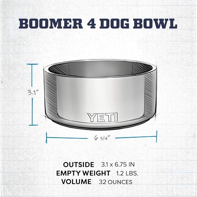 YETI Boomer 4, Stainless Steel, Non-Slip Dog Bowl, Holds 32 Ounces