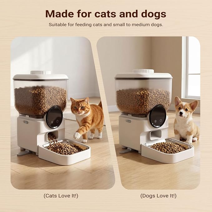 6.5L Automatic Cat Feeder, Smart Pet Food Dispenser for Cats & Dogs, WiFi Enabled, Freshness Preservation, Anti-Clogging Design & Dual Power Supply
