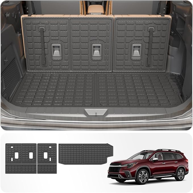 Cargo Mat Compatible with 2019-2025 2026 Subaru Ascent Cargo Liner Trunk Liner TPE Back Seat Cover Protector 2023 Ascent Accessories (Fit 7&8 Seats, Trunk Mat+3rd Row Backrest Mats)