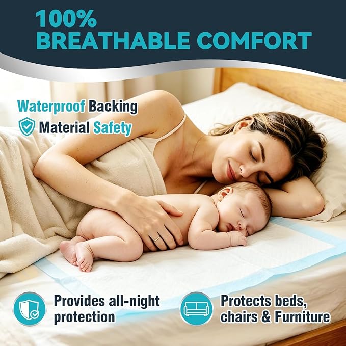 AAY 50 Count Extra Large Disposable Underpads for Incontinence, 40"x36" | Super Absorbent Leak-Proof Bed Pads for Adults, Elderly, Kids, Pee Pads, Chucks Pads, Furniture & Surface Protection Pad
