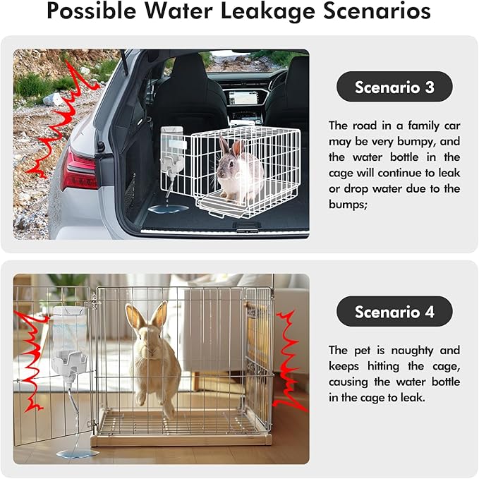 Vannon Small Animal Water Dispenser for Cage, 25oz Auto Feeding Crate Water Bottle for Rabbit, Chinchilla, Ferret, Guinea Pig, Squirrel, Hedgehog, Pet Nozzle Diameter: 10mm, BPA Free, Grey