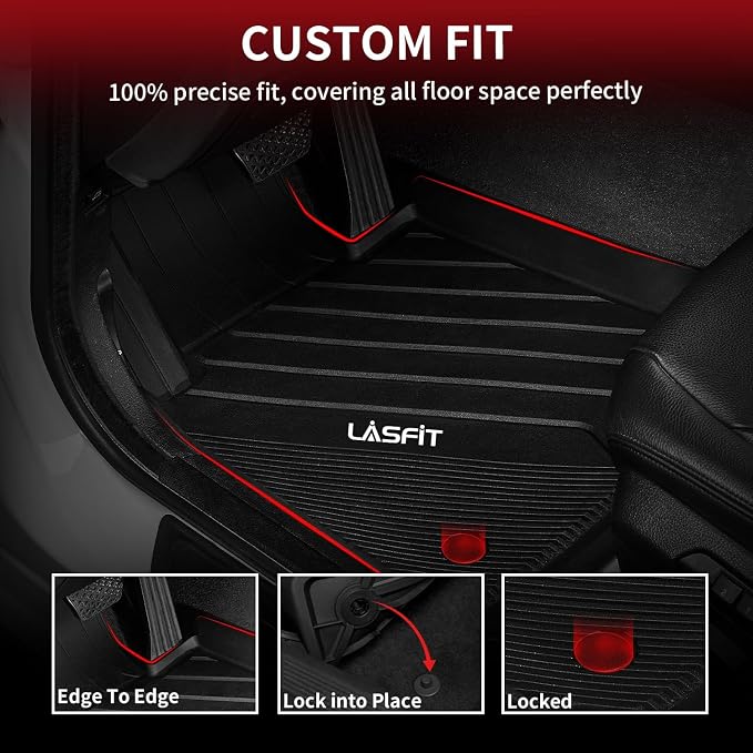 LASFIT Floor Mats for BMW 3 Series 2012-2018 320i 328d 328i 330e 330i 335i 340i M3 RWD & Sedan Only(Not for 335is, X-Drive, GT), All Weather TPE Custom Fit Car Liners 1st & 2nd Row Mat, Black