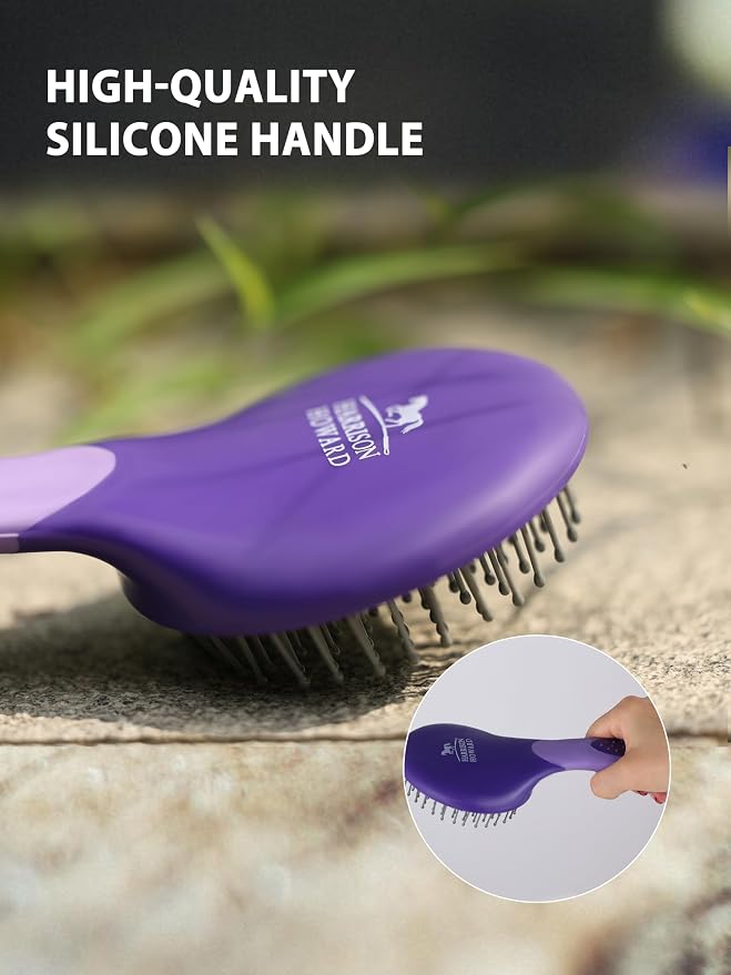 Harrison Howard Horse Grooming Brushes Kit 7 pieces with Organizer Tot Equine Care Series Horse Brush Sets New Purple