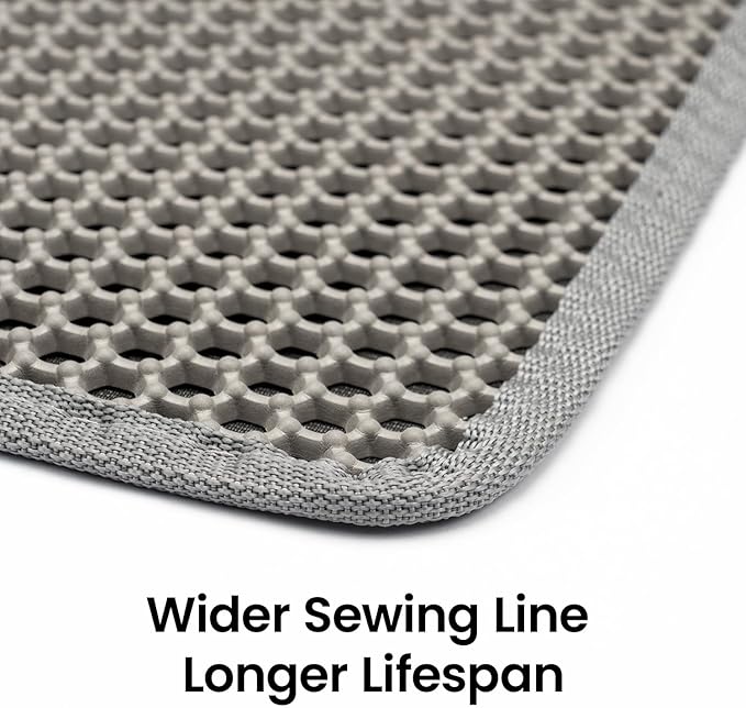 Cat Litter Mat New Size 23.6"x14.6" for Small Spaces, Upgrade Super Waterproof Back Layer Litter Box Mat, Non Slip, Durable, Soft on Paws Kitty Trapping Matt, Gray