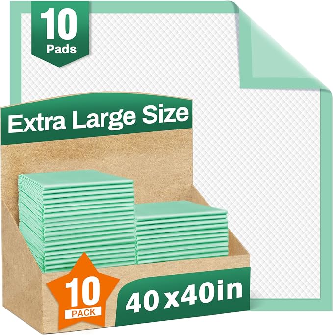 MILDPLUS Disposable Bed Pads 40"X40" 10pcs Extra Large Pee Pads | Incontinence Bed Pads, Heavy Duty Super Absorbent Underpads, Waterproof Chucks Pads for Adults, Elderly or Pets, 100x100CM
