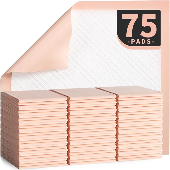MKISS 30" x 36" Disposable Bed Pads [75 Counts], Heavy Absorbency Underpad | Super Absorbent, Extra Large, Leakproof & Waterproof Protection, Dry Quickly, Soft Fabric Surface Pads for Adult, Pets