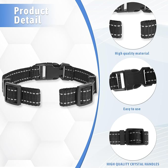 2 Pack Replacement Collar for Dog Training Collar Replacement Strap for GPS Tracker, Reflective Electronic Fence Training Barking Collar for Most Dog Training Collar Receivers