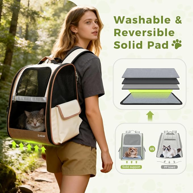 Lekereise Cat Backpack Carriers, Dog Carrier Backpacks with Breathable Mesh for Small Medium Large Cats Dogs Puppy Up to 25 Lbs, Pet Foldable Carrying Backpack Ventilated for Travel Hiking Collapsible
