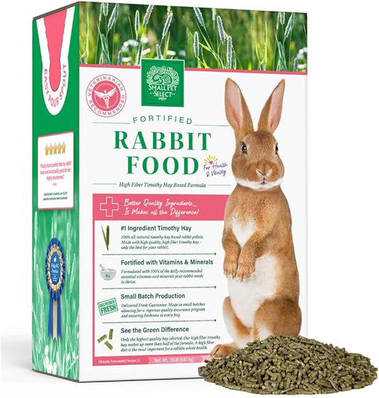Small Pet Select Pet Rabbit Food, Pellets, Treats for Bunny Rabbits, for Health and Vitality, High Fiber Timothy Hay Based Formula, 40 lb