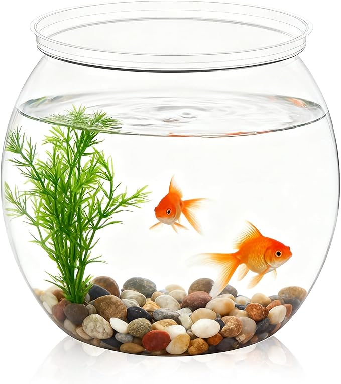Mini Plastic Fish Bowl, 27 Oz Decorative Small Fishbowl, Round Plastic Fish Tank, Unbreakable Aquarium Fish-Bowls for Party Decorations, Centerpiece Vases, Hydroponic Planter and Home Decorations