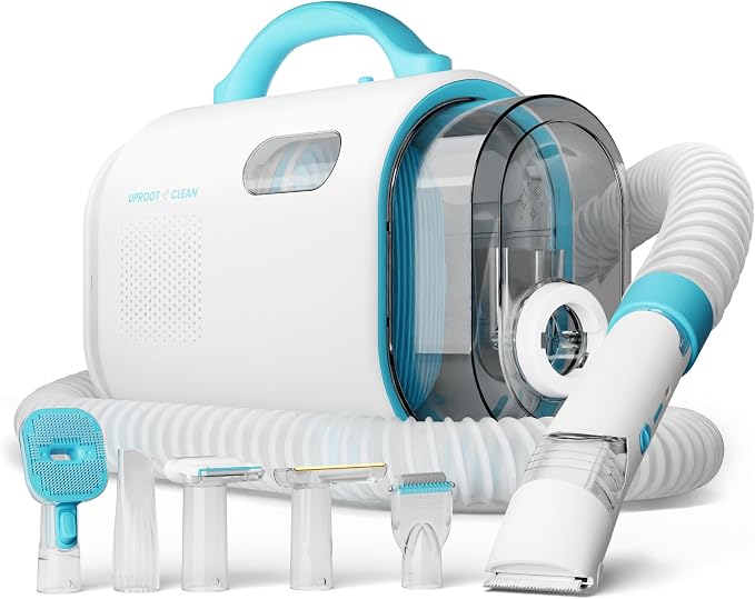 Uproot Clean Pet Grooming Vacuum for Dogs & Cats: 7-in-1, Quiet & Mess-Free | Pet Hair Vacuum with 7 Tools - Brush, Deshed, Detangle, Trim, Clean & Dry. Low-Noise Cat & Dog Grooming Kit for Shedding