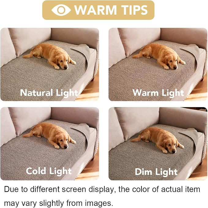 H.VERSAILTEX Non Slip Pet Couch Cover Chenille Dog Bed Protector Thick Soft Sofa Slipcover Pet Friendly Washable Couch Cushion Covers for Pets (30" x 70", Sand)
