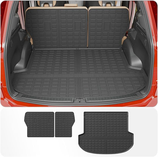 Cargo Liner Compatible with 2021-2023 Hyundai Santa Fe 5 Seats Trunk Liner Cargo Mat TPE All Weather Back Seat Cover Protector 2022 Santa Fe Accessories (Trunk Mat+Backrest Mats)
