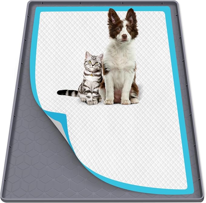 Pee Pad Holder for Dogs 34''x22'' Silicone Puppy Pee Pad Tray, Dark Gray | Extra Large Dog Potty Tray Leak-Proof, High Edge, No Spill Training Pads for Floor Protection, No Pee Pads