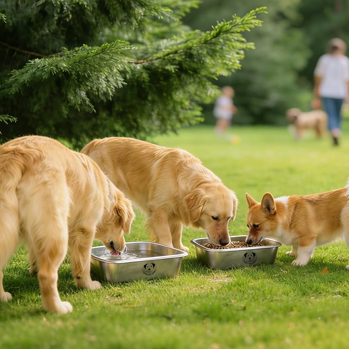 2-Pack Stainless Steel Large Dog Water Bowl, Spill-Proof Metal Dog Food Bowls, Easy Clean Outdoor Dog Water Bowl for Medium Large Dogs, X-Large & Cats 2.65 Gallons
