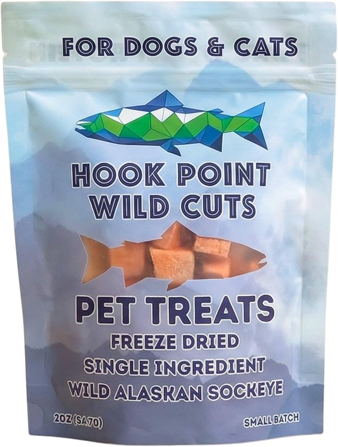 Freeze Dried Sockeye Salmon Pet Treats for Dogs & Cats, Human Grade, Fisherman Direct, Premium Wild Caught Alaskan, Single Ingredient, Omega 3, Natural Healthy Dog Training Treats, Made in USA