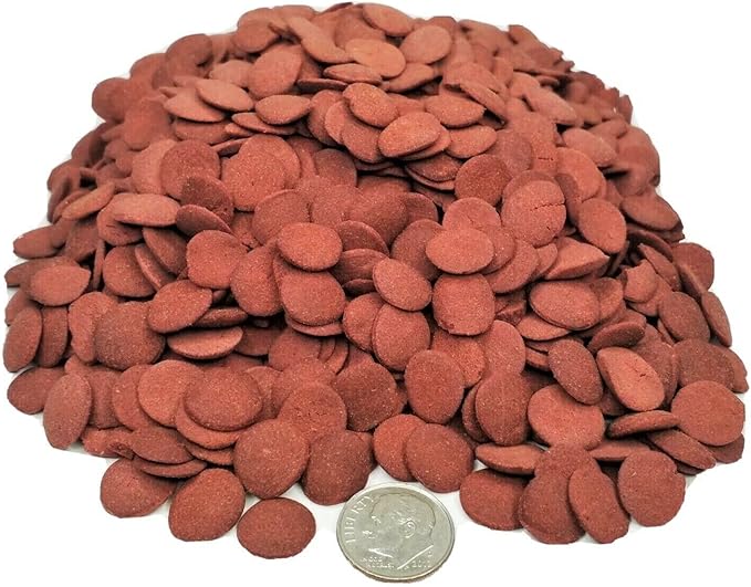 Aquatic Foods Inc. Ultra Color Enhancing 12mm - 1/2" Sinking Wafers of Krill, Astaxanthin, Rose Algae. for Bottom Fish, Plecos, Shrimp, Snails, All Herbivorous & Omnivorous Tropical Fish...2-lbs