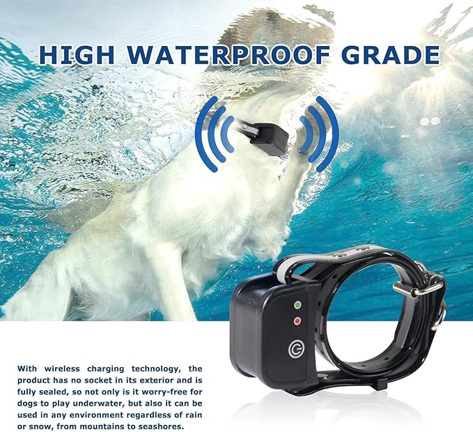 DOTSTAR Wireless GPS Dog Fence Training Collar Pet 2 in 1 System, Adjustable Range Dog Wireless Fence 50-990 Feet, GPS Wireless Charging Dog Fence, Fully Sealed Waterproof Collar Receiver