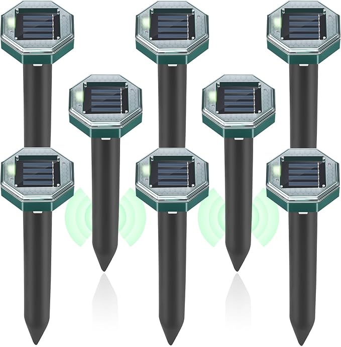 Mole Repellent Solar Powered - Ultrasonic Mole Repeller, Snake Repellent for Yard, Groundhog Skunk Vole Gopher Repellent for Lawn Yard Garden
