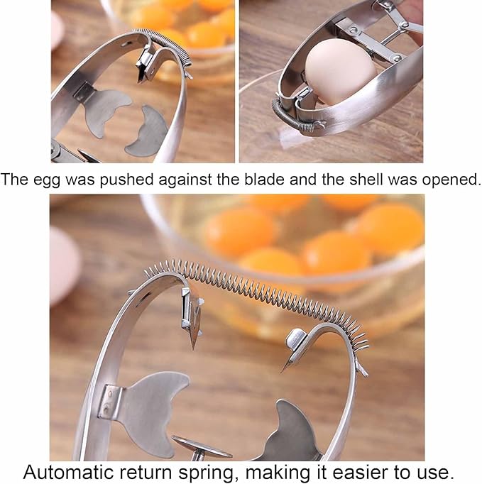 Multifunctional Egg Opener, Stainless Steel Egg Shell Opener Egg Separator for Raw Eggs, Effective Quickly Beat Eggs and Convenient, Save Time and Effort, Easy To Use/clean, for Kitchens