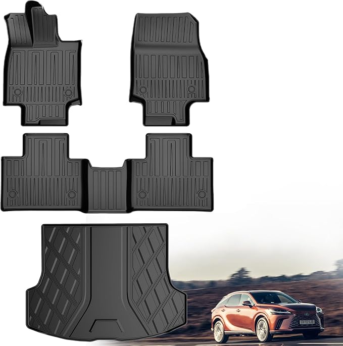 Custom Fit Floor Mats & Cargo Liner for Lexus RX350/RX350h/RX500h 2023-2026 (Excludes RX450h+ PHEV), Heavy Duty TPE All-Weather Trunk Mat