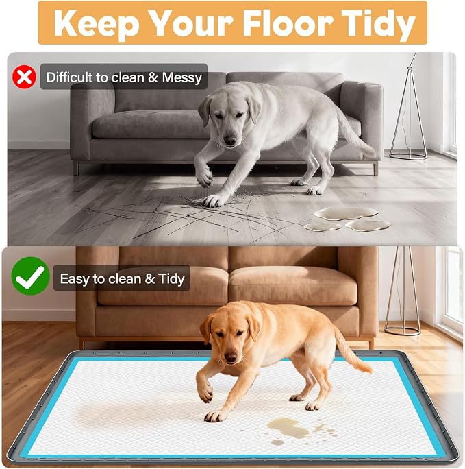 57" x40" Pee Pad Holder for Dogs Puppy Pad Holder Dark Gray | Extra Large Silicone Pee Tray for Dog Training Floor Protection Raised Edge Dog Potty Tray, No Pee Pads