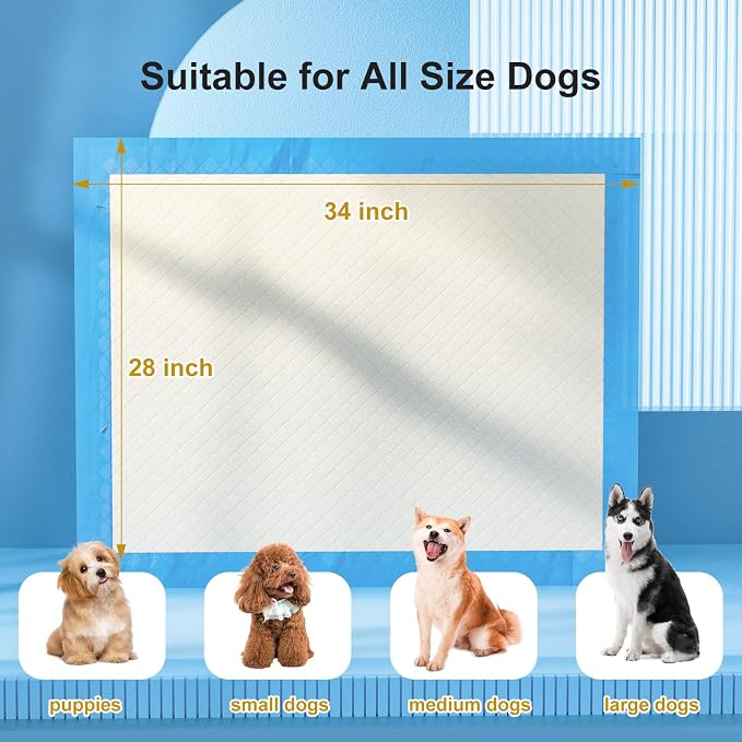 Gardner Pet Ultra Absorbent Thicker Dog Pee Pads Extra Large XL 27.6"x33.5" Leak-Proof Odor-Control Blue Puppy Training Pads Full Edge-Wrapping Pad for Dogs, Puppies, Doggie, Cats, Rabbits - 30 Ct