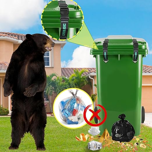LYX&GC Trash Can Locks for Animals, Raccoon Bear Proof Trash Can Lock, Easy to Install, Long Lasting Strap Lid Garbage Can Lock for Out Door Garbage Can - 4PCS