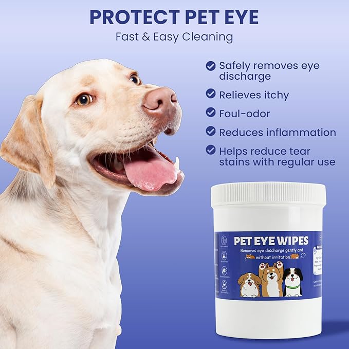 Dog Eye Wipes 180 Counts, Gently Clean Eye Wipes for Dogs & Cats Textured Grooming Pet Eye Wipes for Dogs and Cats, Fight Tear Stains, Eye Debris, Discharge, Mucus Secretions with Aloe & Chamomile