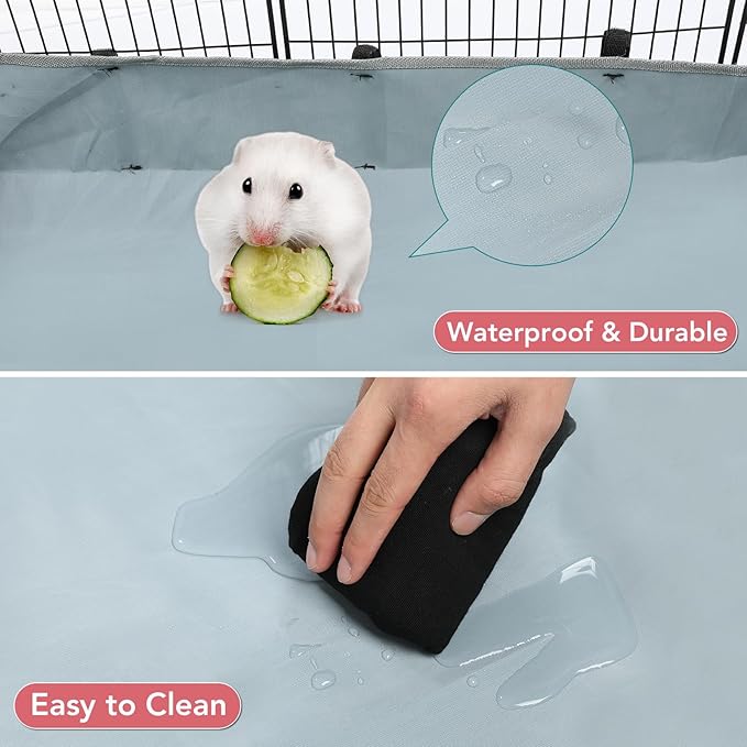 VISCOO 12 Panels Small Animal Playpen, 48" x 24" x 16" Pet Playpen with Waterproof Mat, C&C Cage for Guinea Pigs, Puppy Play Pen, Bunny Playpen, Indoor Outdoor Portable Metal Wire Yard Fence