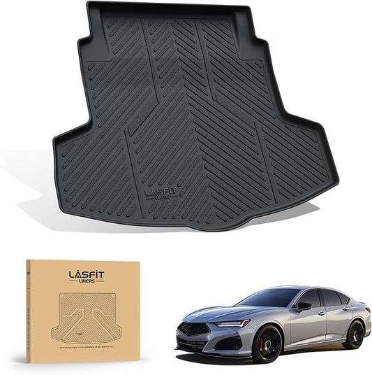 LASFIT Cargo Mat for Acura TLX 2021-2025 Sedan Custom Fit Trunk Mat Cargo Liner with Raised Edges, All Weather TPE Trunk Liner for Rear Cargo Area Protection, Black