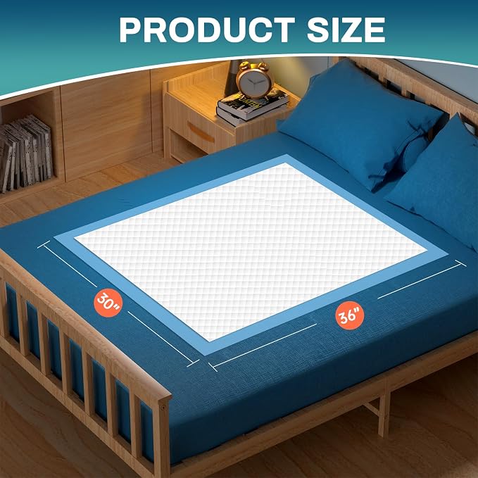 AAY Bed Pads Disposable 30" x 36" 50 Count, Chucks for Adult, Puppy | Extra Large Incontinence Pee Pads, Super Absorbency Underpads with Leakproof Protection for Elderly, Kids
