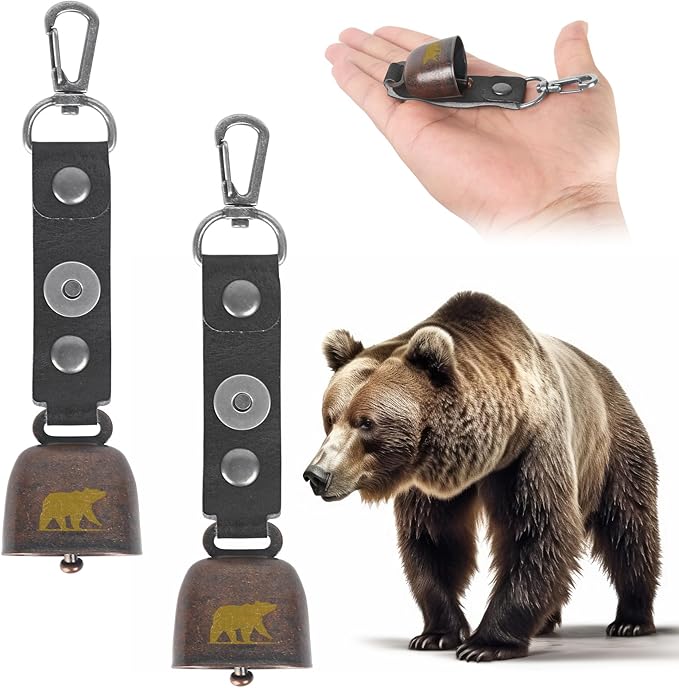 2 Pack Loud Bear Bells with Magnetic Silencer for Bear Deterrent, Survival, Camping, Hiking, Biking, Climbing