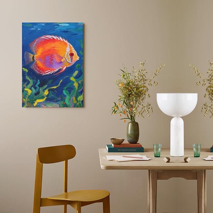 WSKLOKN Discus Fish Oversized Canvas Art for Living Rooms and Bedrooms 12x16 Inch