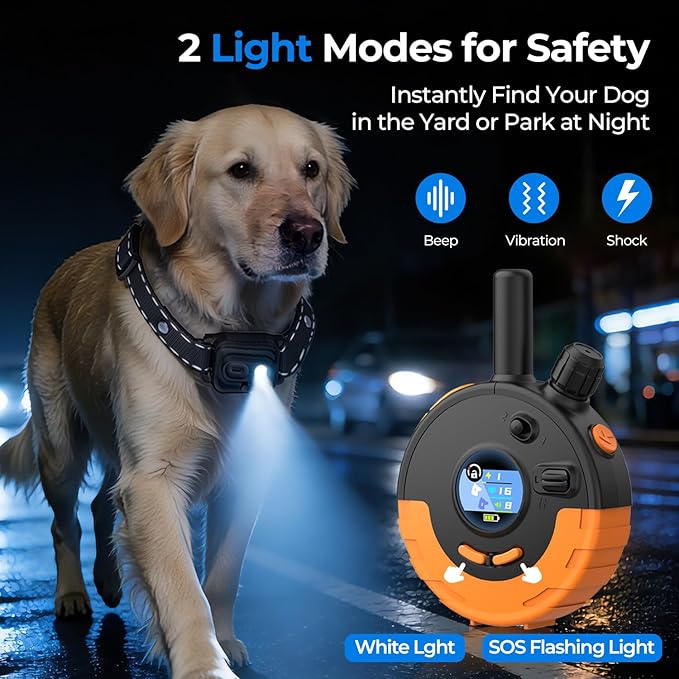 RPZ Dog Shock Collar with Remote Control, Dog Training Collar, E Vibration Collar for Large Medium Small Dogs, 4 Training Modes Rechargeable IPX7 Waterproof 4200FT, Orange