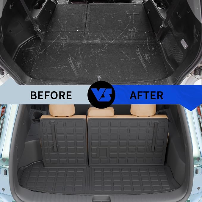 Rongtaod Floor Mat Compatible with 2014-2019 Toyota Highlander Trunk Mat Cargo Mat Cargo Liner Back Seat Cover Protector Floor Liner 2019 Highlander Accessories (Trunk Mat with Backrest Mat+Floor Mat)