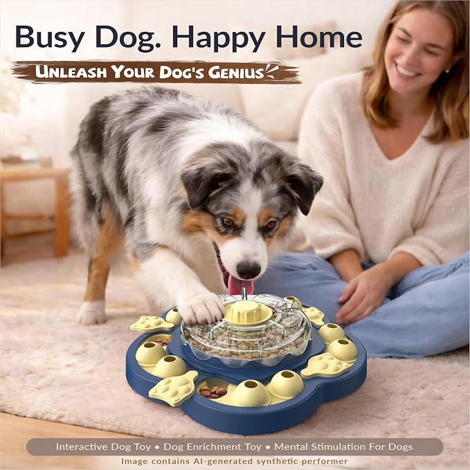 KADTC 3-Level Dog Puzzle Toy, Spin to Release Treat Dispenser & Slow Feeder | LARGE SIZE - Slide, swing, sniff, search: 4 play modes curb boredom, channel energy, build focus, deliver mental stimulation.