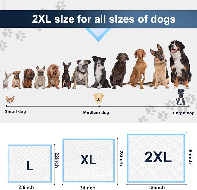 Boscute XXL Thicken 6 Layers Heavy Absorbent 30"x36" Pet Training Dog Pee Pads, Extra Large Polymer Leak-Proof Quick Dry Puppy Pee Pads, Disposable Pee Pads for Dogs Cats Rabbit | Heavy Absorbent up to 7 Cups, Quick Dry, for Dogs Cats Rabbit Potty Trai...
