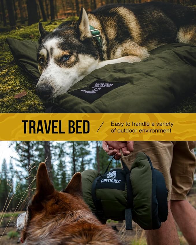 ONETIGRIS Washable Dog Bed Portable Outdoor Pet Mat Anti-Slip S | Foldable travel mat for dogs with soft insulated filling. Collapses compact for camping trips. Easy clean & stays put.
