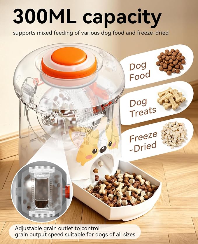 ROJECO Dog Puzzle Feeder Toy,Interactive Puzzle Toys with 8 DIY Stickers | Dogs IQ Training/DIY Recording Remote Button/300ml Capacity/Mixed Snacks/Detachable/for Indoor & Outdoor Play,All Dog Breeds