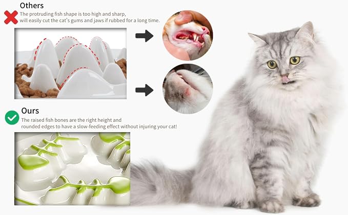 Ceramic Elevated Slow Feeder Cat Bowl, Anti Vomit, Removable Dish, Green | Removable Ceramic Bowl Elevated Anti Vomit Whisker-Friendly Wet & Dry Food Green Glazed Finish