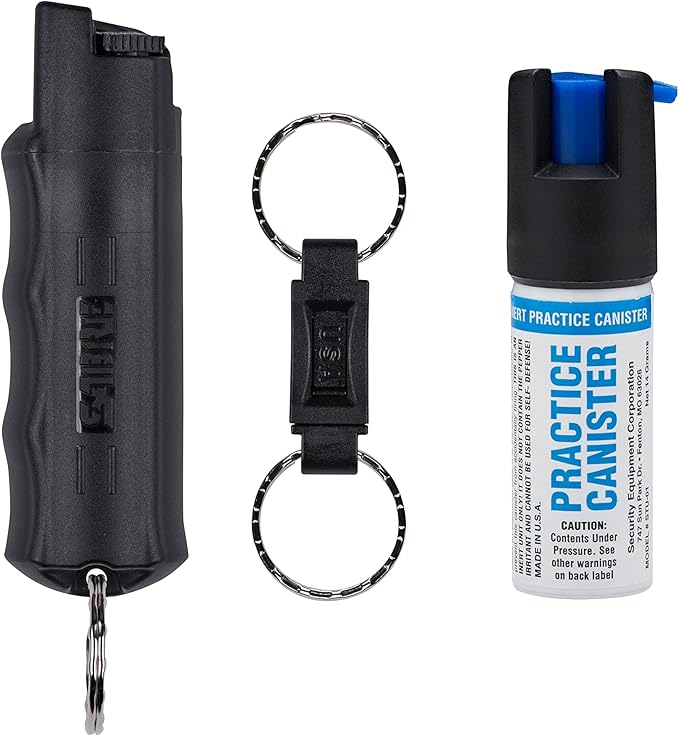 Sabre Pepper Spray - Quick Release Keychain for Easy Carry & Fast Access, Max Police Strength Self Defense OC Spray with UV Dye, 10 Sec. Spray Time, Finger Grip - Faster Aim, 0.54 fl oz,Secure Safety