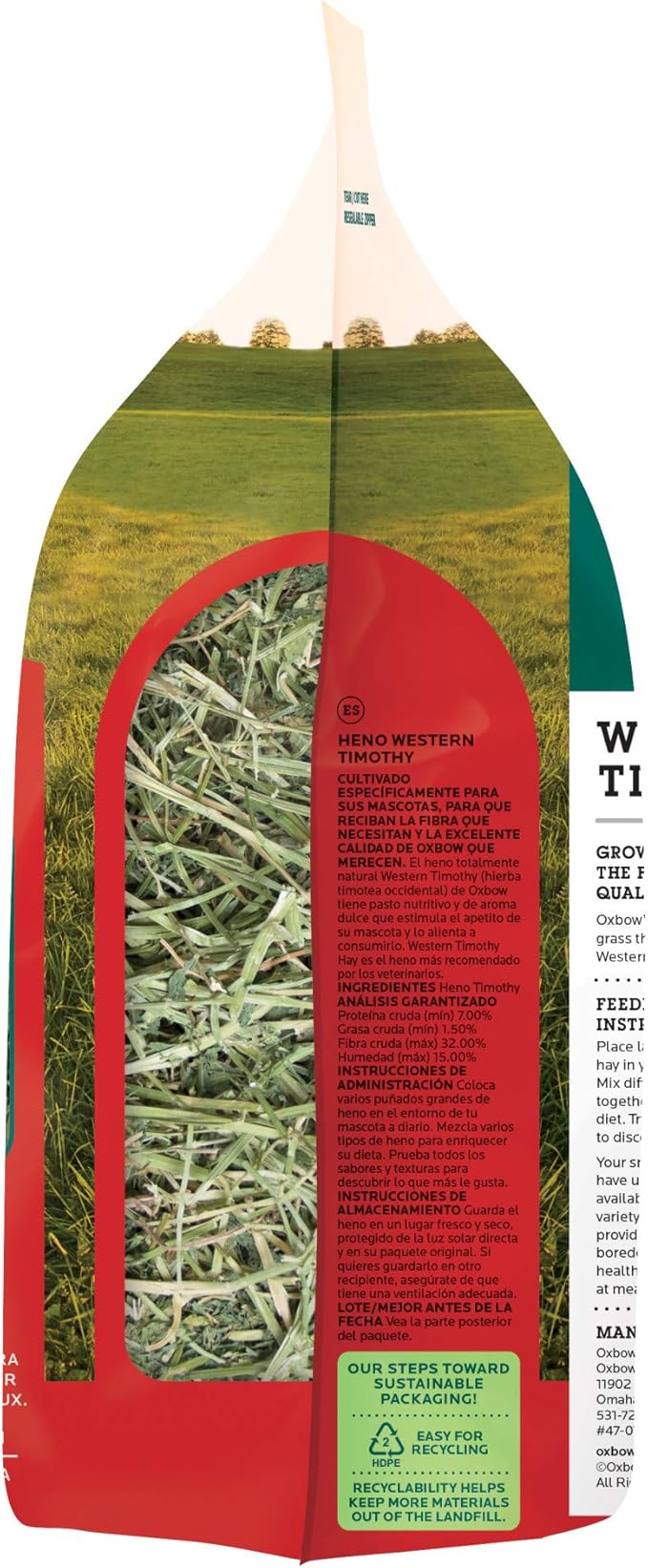Oxbow Timothy Hay, Rabbit & Guinea Pig Hay, High Fiber for Digestive Health, Grown in the USA, Veterinarian Recommended Small Pet Supplies, for Rabbits, Guinea Pigs, & Chinchillas, 15 oz. (Pack of 2)