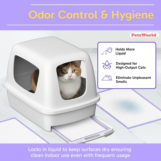 PetsWorld Universal Fit Cat Pad Refills for Litter Box, Unscented, Odor Control, Pack of 400