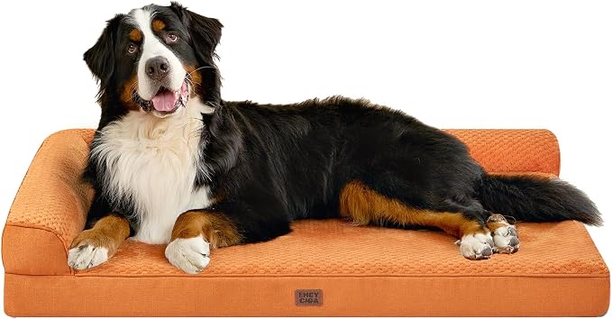 EHEYCIGA Memory Foam Dog Bed, Extra Large Orthopedic Dog Bed, Pumpkin | Washable Removable Cover, Waterproof Flat Pet Sofa Couch with Nonskid Bottom, 48x35x7.5