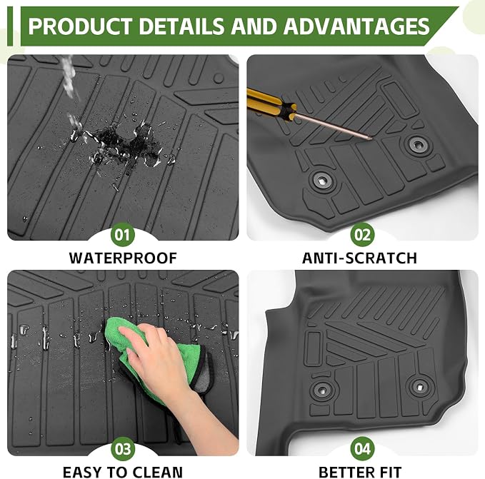 Floor Mats for 2025 2026 Toyota 4Runner 7 Seats Gas, All Weather TPE Protector 1st&2nd&3rd Row Floor Liners Accessories(Not for Hybrid EV&i-Force MAX)